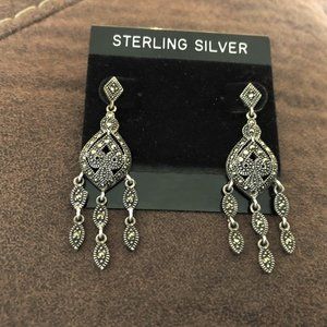 LAST ONE Genuine Marcasite Sterling Silver Earring